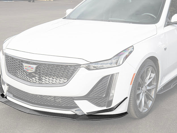 2020-2024 CADILLAC CT5-V & CT5 SPORT | BLACKWING PACKAGE CARBON FIBER FRONT LIP SPLITTER CANARDS